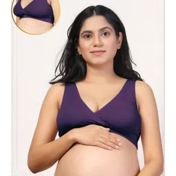 Zelena Modal Padded Solid Maternity Bra With Front Open Nursing Access - Wine-picture-25