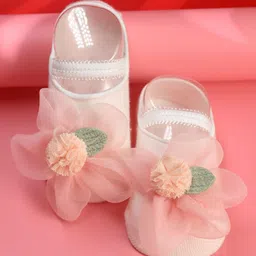 Yellow Bee Cotton Floral 3D Applique Detailed Socks - Pink-image-66