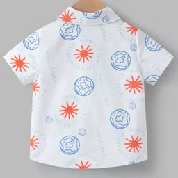 Mark & Mia Half Sleeves Cotton Shirt with Text Print - White image 2