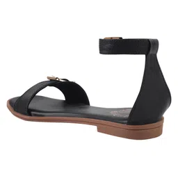 Shoetopia Solid Buckle Closure Sandals - Black image 3