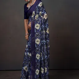 VIRENDRA TEXTILES Floral Poly Georgette Saree image 2