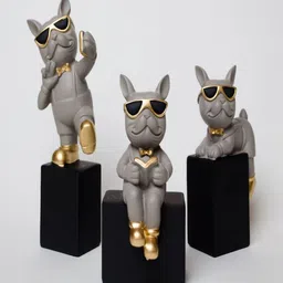 ghar art Grey & Gold Figurine Showpiece image 5