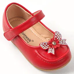 Cute Walk by Babyhug Bellies With Velcro Closure & Bow Applique - Red image 3