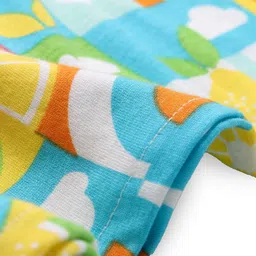 Babyhug Cotton Jersey Singlet Asymmetrical Frock with Bow Rainbow Print - Multicolor image 3