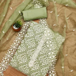 LeeliPeeri Designer Embroidered Art Silk Unstitched Dress Material-image-67