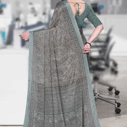 K 5 Fashion Paisley Printed Pure Crepe Saree image 5