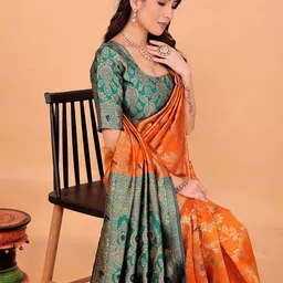 Florence Ethnic Motifs Woven Design Zari Kanjeevaram Saree image 4