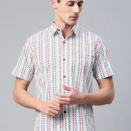 Hatheli Men Multi-Coloured Hand Block Printed Casual Shirt-image-55