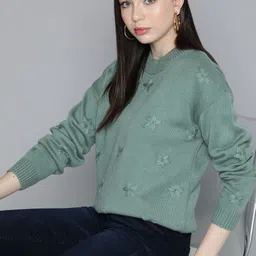 Chemistry Women Green Floral Pullover-picture-22