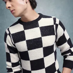 The Roadster Lifestyle Co. Men Checked Woollen Pullover image 2