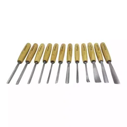 Buyohlic International Wood Carving Tools Set with Mallet, Canvas Case for Beginners and Professionals, 100-CS-150 (Set of 12)-image-0