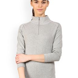 appulse Women Grey Melange Solid High Neck T-shirt-picture-14
