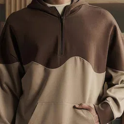 Muvazo Men Colourblocked Hooded Sweatshirt image 4