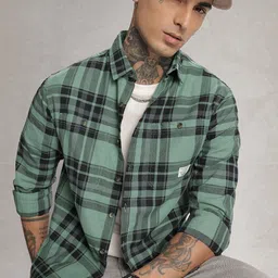 WROGN Pure Cotton Comfort Fit Checked Casual Shirt-picture-26
