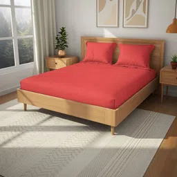 Himeya Red 152 TC Bedsheet with 2 Pillow Covers image 3
