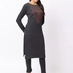 KEIKO Ethnic Motifs Woven Design Acrylic Straight Kurta image 3