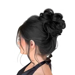 VIEWS Clip-In Curly Messy Bun Hair Extension - Black - 7 Inch image 4