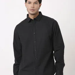 Blnk Men Relaxed Fit Solid Spread Collar Cotton Casual Shirt-picture-12