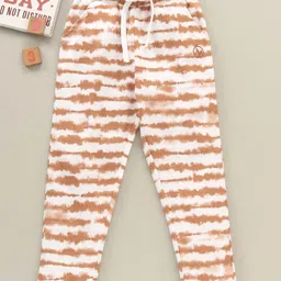 Babyoye 100% Cotton Terry Full Length Striped Lounge Pant - White Brown-picture-17