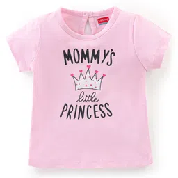 Babyhug 100% Cotton Knit Half Sleeves T-Shirt With Text Print - Pink-picture-11