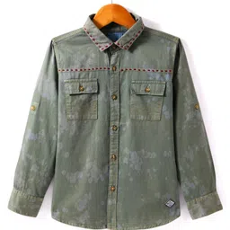 INFINITY Twill Cotton Full Sleeves Tie Dye Shirt - Olive Green-image-19