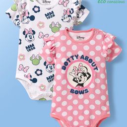 Babyoye Disney Interlock Knit Half Sleeves Onesies With Minnie Mouse & Family Graphics - Pink & White-picture-46