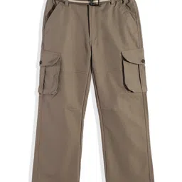 CAVIO Cotton Blend Woven Solid Cargo Pant With Belt - Olive Green-picture-21