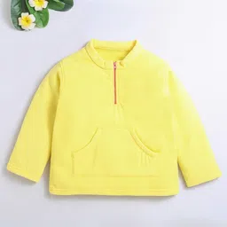 Nino Bambino Fleece Knit Full Sleeves Solid Light Winter Sweatshirt - Yellow-picture-12