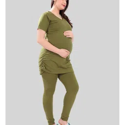 TUMMY Pack Of 2 Viscose Half Sleeves Solid Tees - Grey & Green image 3