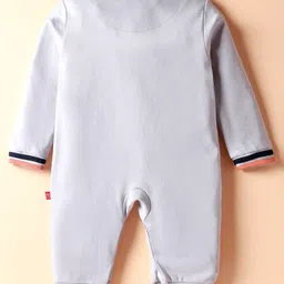 Mini Taurus Interlock Knit Full Sleeves Romper With Animal Print - Light Grey image 2