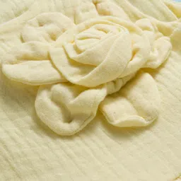 ToffyHouse Cotton Woven Sleeveless Layered Solid Color Frock with Floral Applique - LIght Yellow image 3