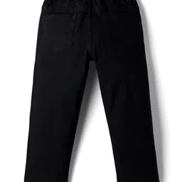 arias by lara dutta Arias Cotton Elastane Woven Full Length Straight Fit Solid Color Jeans - Black image 3