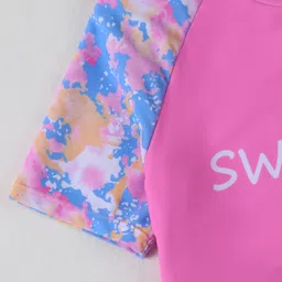 Pine Active Half Sleeves Printed Two Piece Swimsuit - Pink image 4