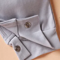 Mini Taurus Interlock Knit Full Sleeves Romper With Animal Print - Light Grey image 4