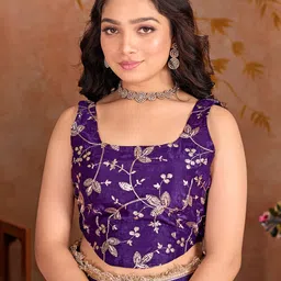 BAPS Embellished Border Tissue Saree with Embroidery Blouse image 3