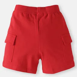 Babyhug Single Jersey Knit Half Sleeves Shirt & Shorts Set with Stripes & Bird Print - Blue & Red image 5