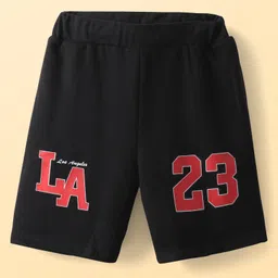 Pine Active Drop Shoulder Half Sleeves T-Shirt & Shorts Set with Los Angeles Print - Black & Offwhite image 5