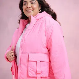 DressBerry Curve Plus Size Hooded Padded Jacket-image-36