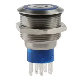 RS PRO Illuminated Push Button Switch Momentary 22.2 mm DPDT Blue LED 250 V AC, 1759279 image 4