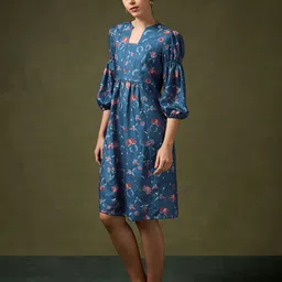 Saaki Women Floral Printed Fit and Flare Dress image 2
