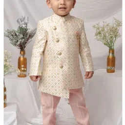 LITTLE COLLARS Boys Mandarin Collar Embroidered Sherwani Set-picture-32