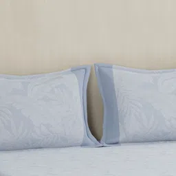 MASPAR Eclectic Garden Blue & Grey Printed 210 TC Pure Cotton Bed Sheet With 2 Pillow Case image 3