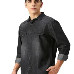 Basics Men Slim Fit Spread Collar Faded Cotton Casual Shirt image 4