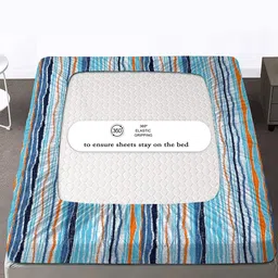 Aura Blue Striped 220 TC King Bedsheet with 2 Pillow Covers image 5