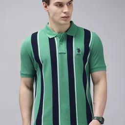 U.S. Polo Assn. Slim Fit Striped Polo Collar Pure Cotton T-shirt-picture-40