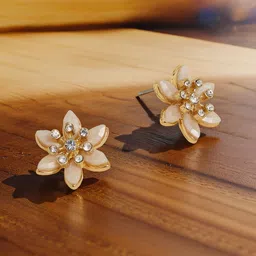 Accessorize Crystals Studded Floral Shaped Drop Earrings-picture-21