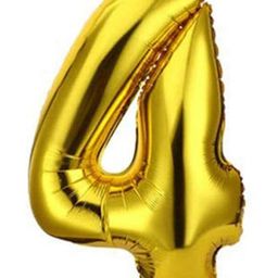 Bubble Trouble English Alphabet Letters Foil Letter Balloons for Party Decoration Number 4- Gold-picture-17