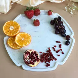 Homearte India 8 Inches Hexagon Shape Marble Platter - White image 1