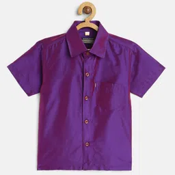 THANGAMAGAN Viscose Half Sleeves Soild Lining Shirt - Dark Orchid-picture-11