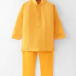Ridokidz Full Sleeves Abstract Embroidered Kurta & Pyjama Set - Yellow-picture-38